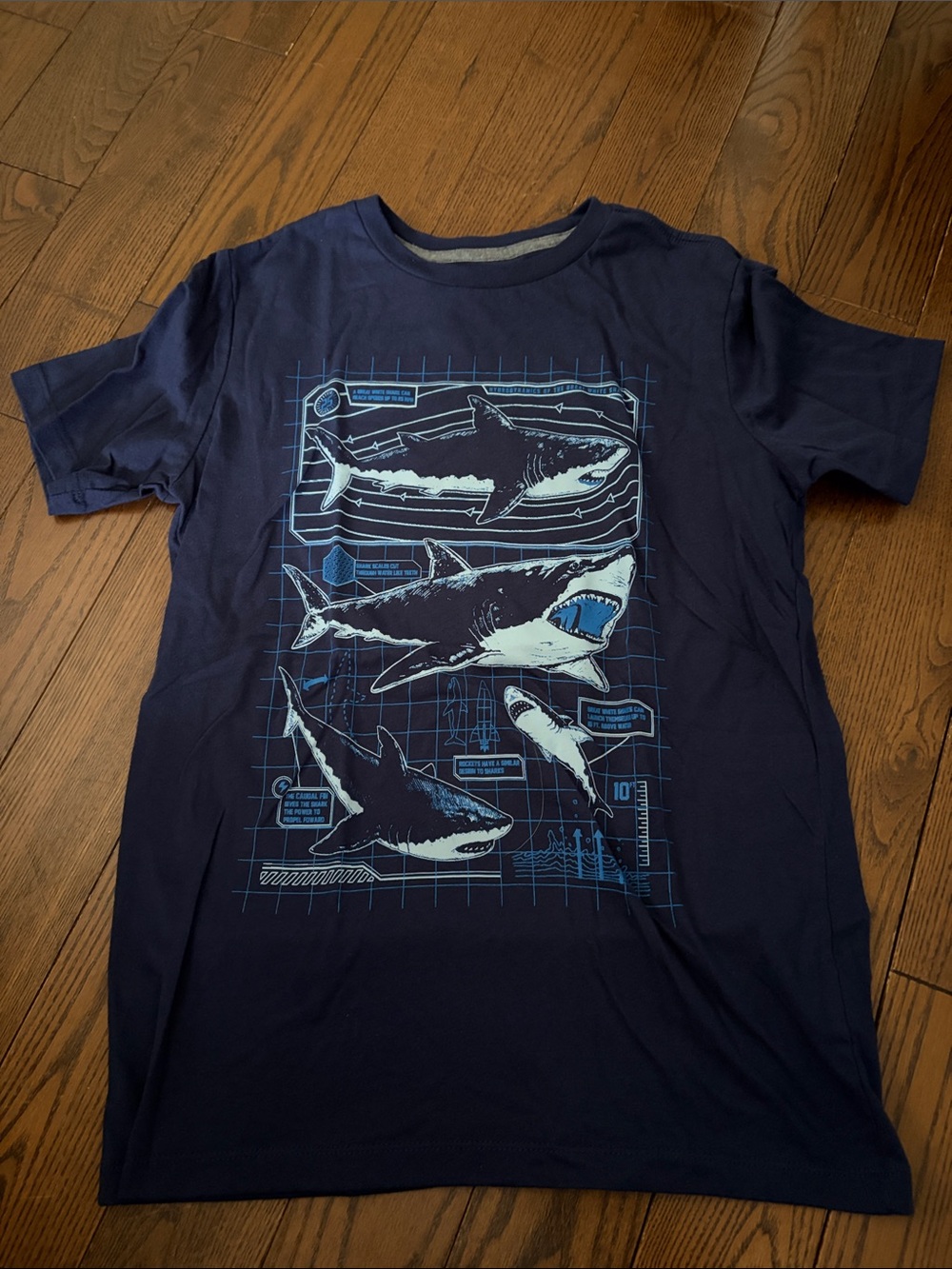 🔥 5/$25 - Boy’s Navy Shark Graphic Tee